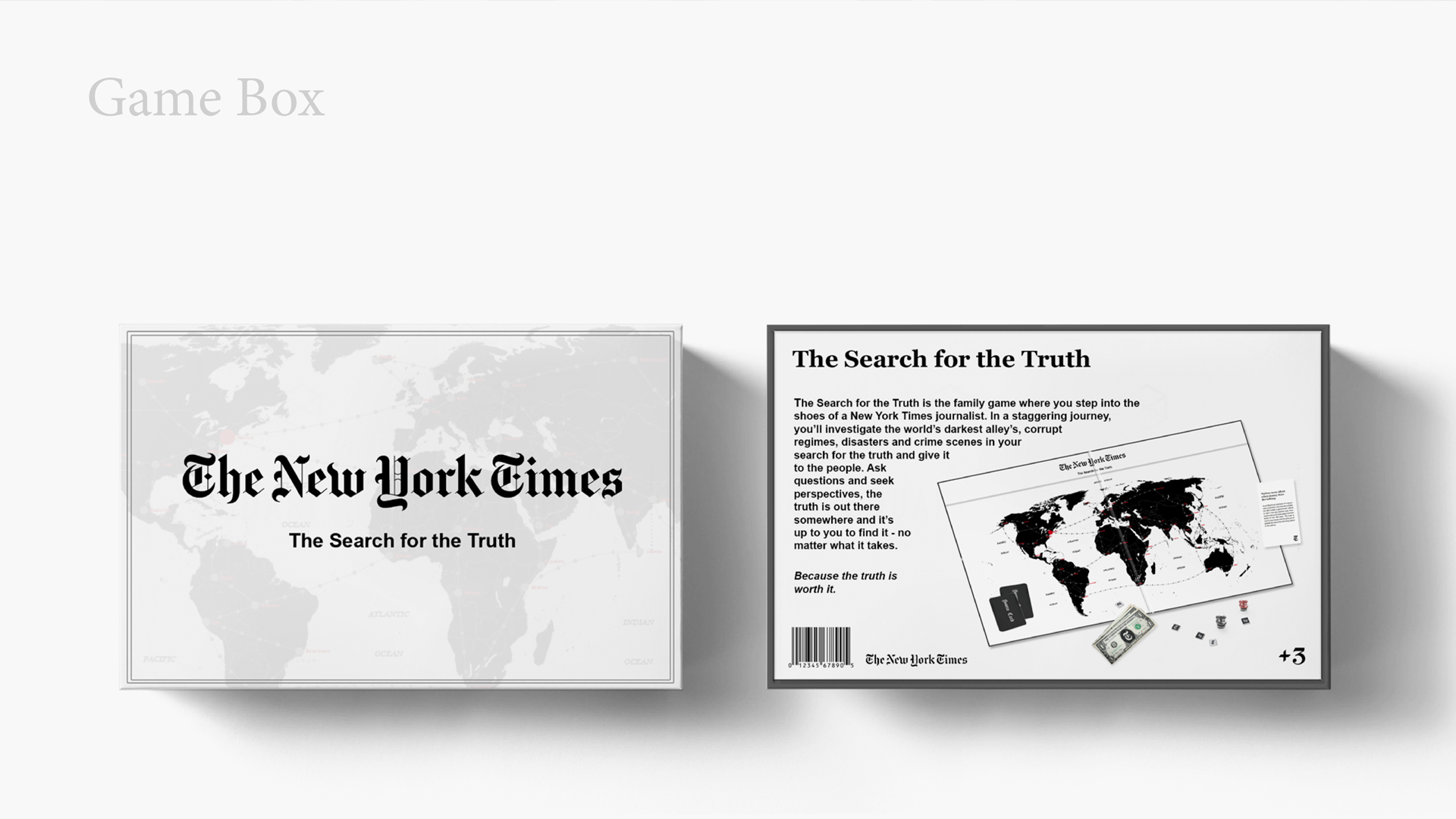 Game box of the board game: The New York Times: The Search for the truth